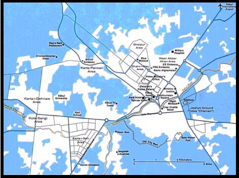 kabul city map. Map of Kabul. Jalalabad.