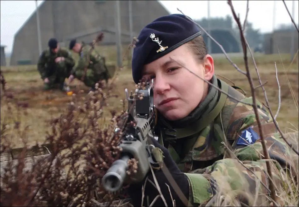 women in war front